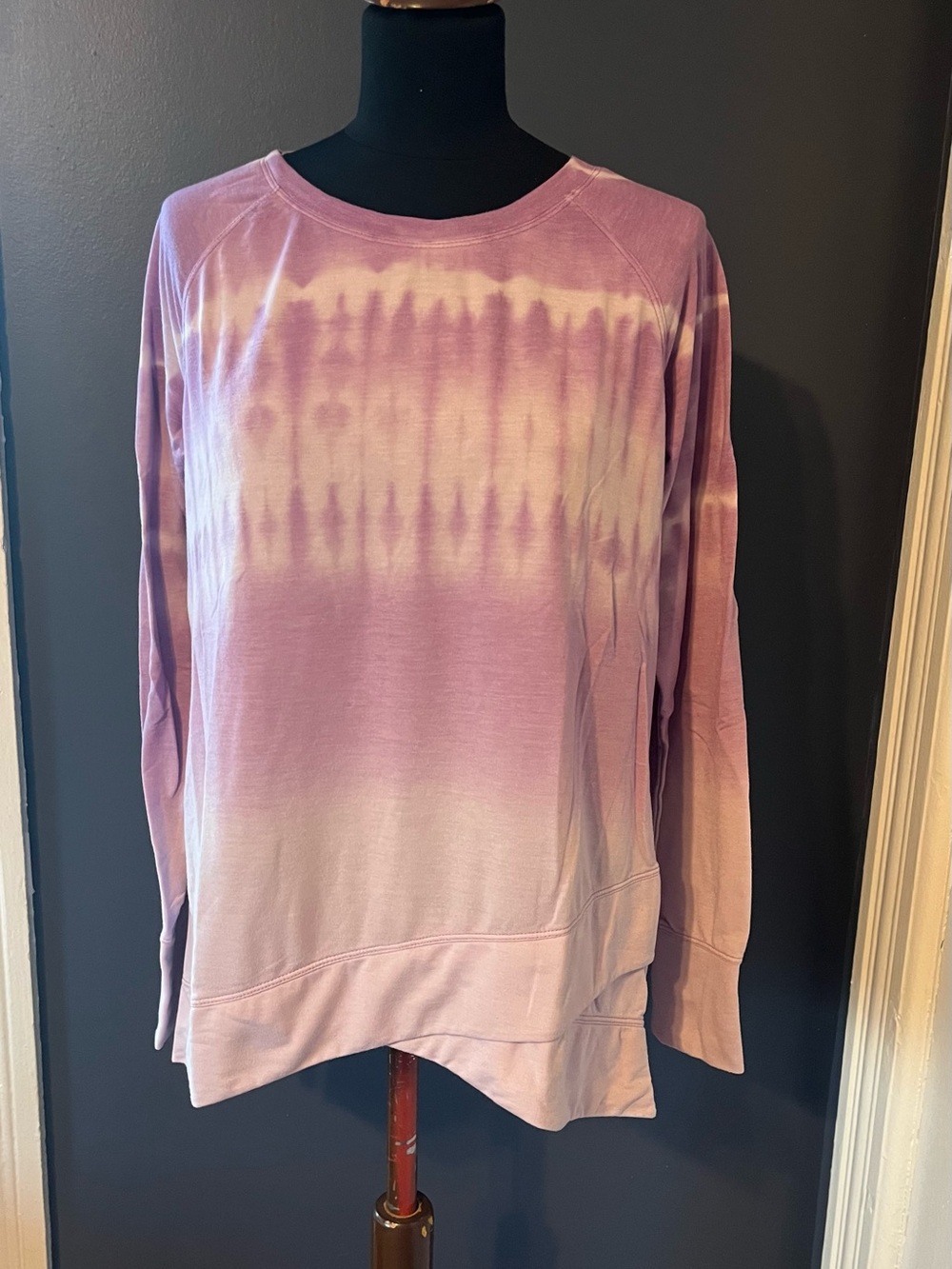IDEOLOGY Tie Dye Tulip Hem Long Sleeve Purple Top M